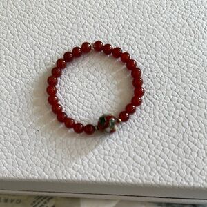 NWOT Carnelian Red/Orange Round Beaded Bracelet Polished Finish